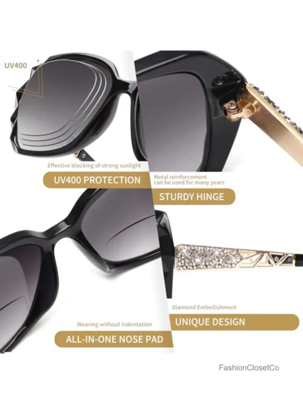 Bifocal Reading Sunglasses for Women Oversized Square Sun Readers UV400